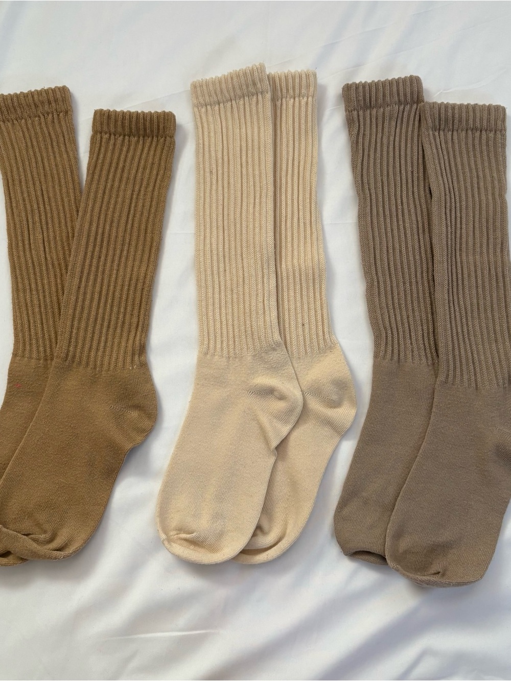 Women’s Ribbed Crew Socks - Neutral Trio (Beige, Tan, Brown)